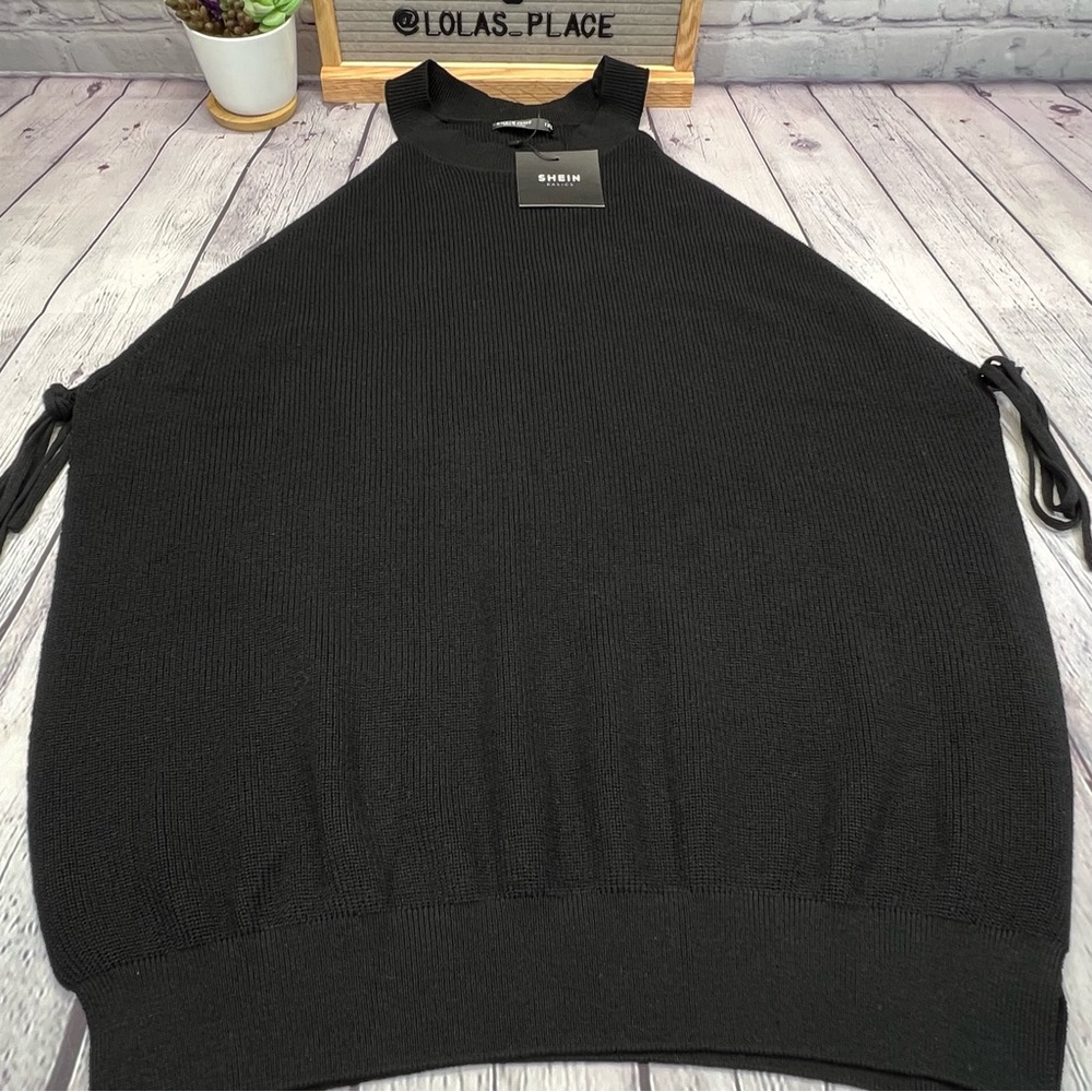 SHEIN Mock Neck Knot Sided Knit Top-NWT